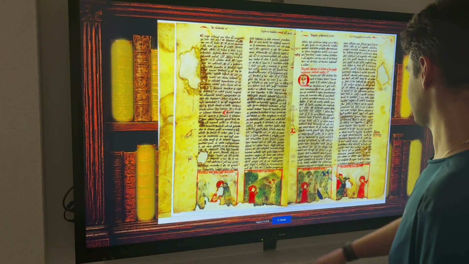 Pagina miniata visualizzata a piena risoluzione sulla parete touch